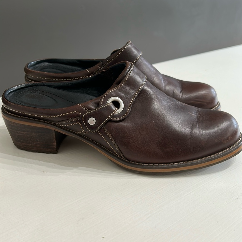 Redwing Brown Leather Celina Western Mule Clogs